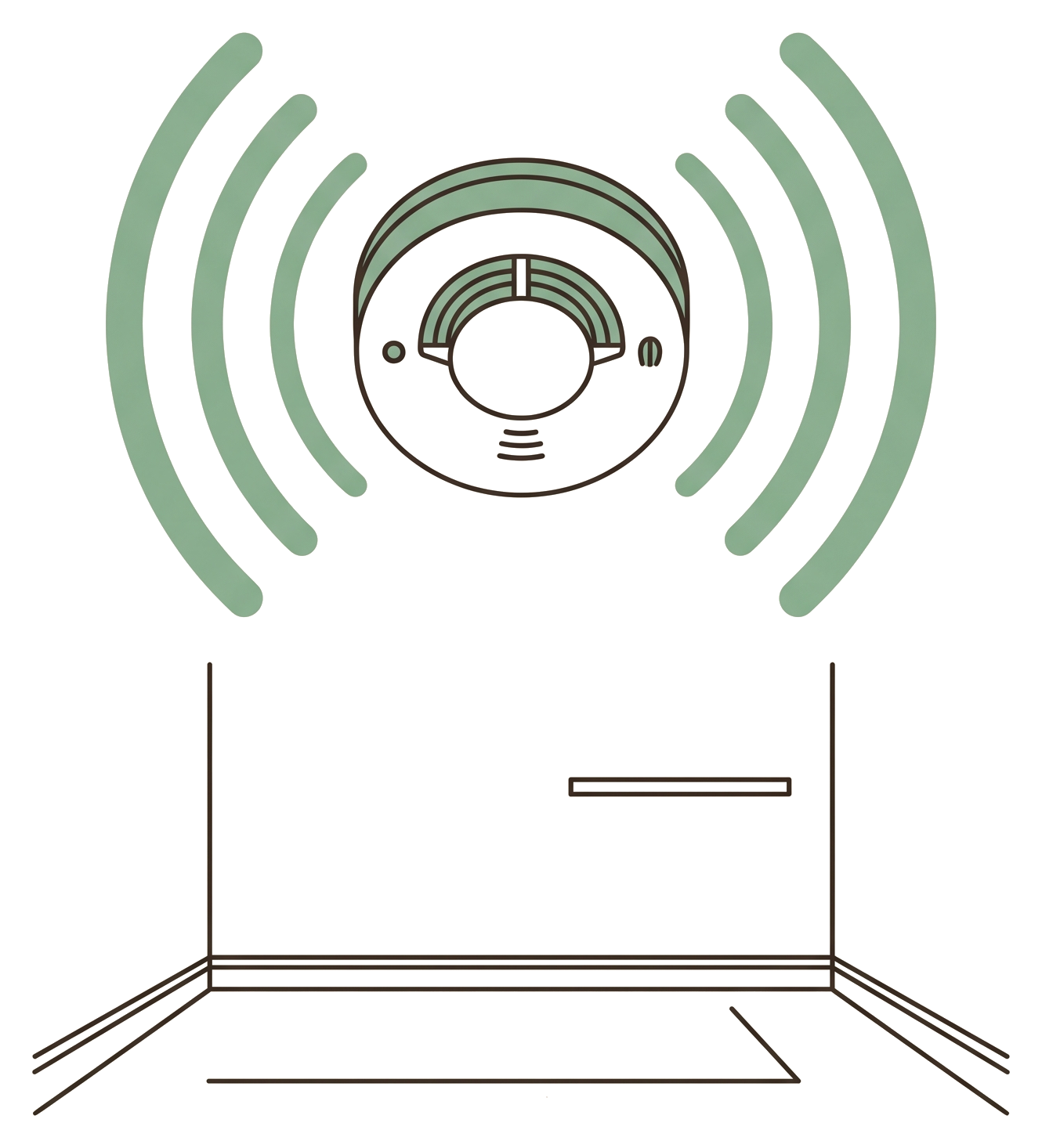A smoke alarm blaring in an empty room with nothing burning